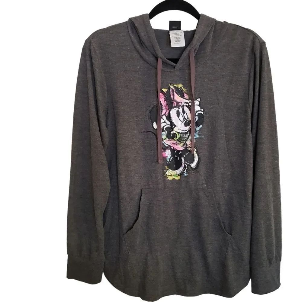 Disney Minnie Mouse Hooded Long Sleeve Kangaroo Pocket Top Size XL Juniors